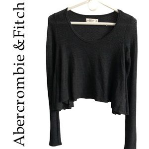 Abercrombie & Fitch charcoal grey soft knit asymmetrical knit cropped sweater XS